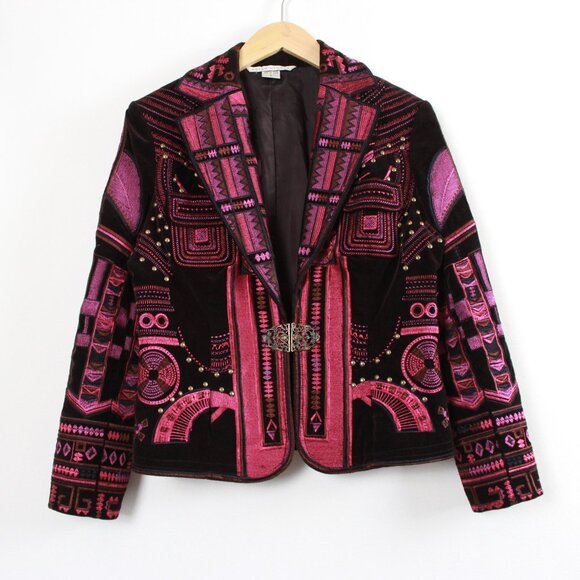 Peter Nygard Velvet Embroidered Vintage Jacket - Picture 2 of 16